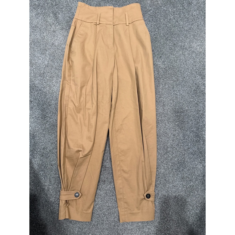 Express High Rise Pleated Ankle Pants Tan Size 0R 25" Waist Pleated Front